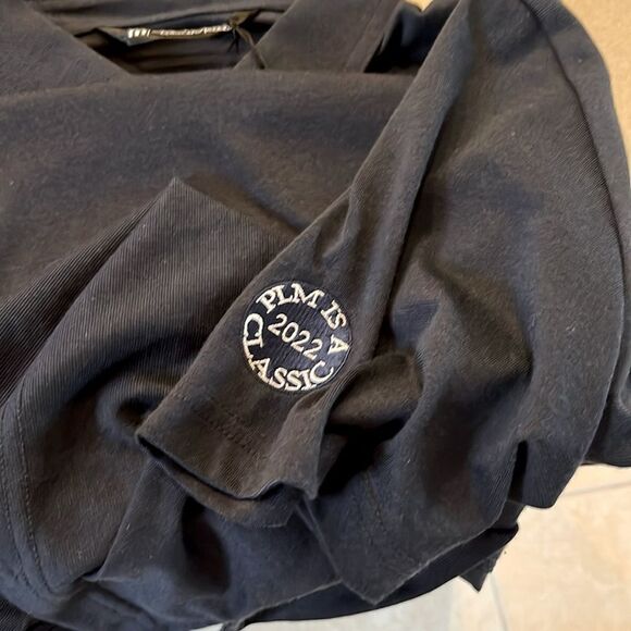 Travis Matthew Navy Blue Tiny Striped Short Sleeve Polo with Side Slits- Medium - Picture 10 of 16